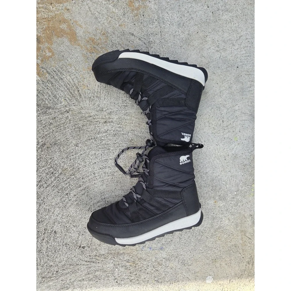 SOREL Whitney II Short Lace Waterproof Winter Boots Kids Size 1 Black Snow Warm